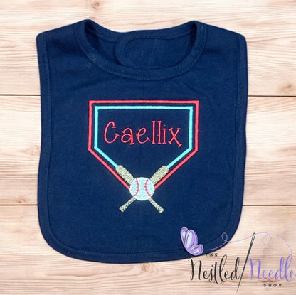 Boy Baseball Themed Baby Bib Set