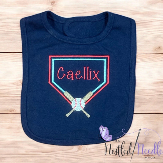 Boy Baseball Themed Baby Bib Set