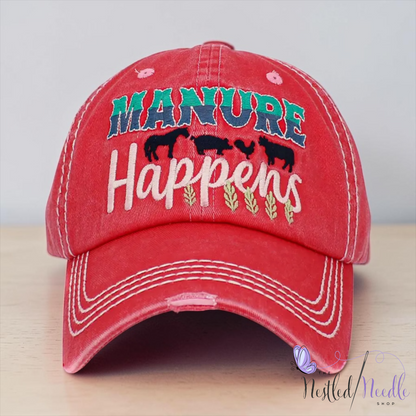 Women’s "Manure Happens" Vintage Style Cap