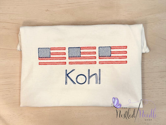 Boy Personalized American Flag Trio