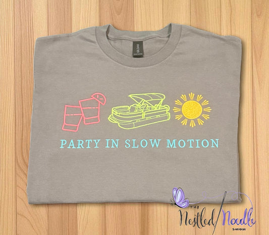 Women's "Party in Slow Motion” Pontoon Tee