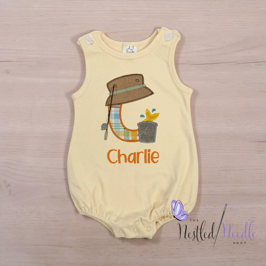 Boy Personalized Fishing Appliqué Sun Bubble