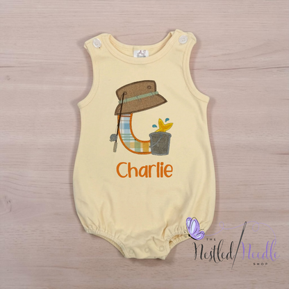 Boy Personalized Fishing Appliqué Sun Bubble
