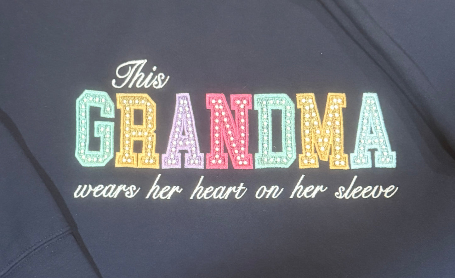 Women's “This Grandma Wears Her Heart on Her Sleeve” Personalized Tee/Sweatshirt