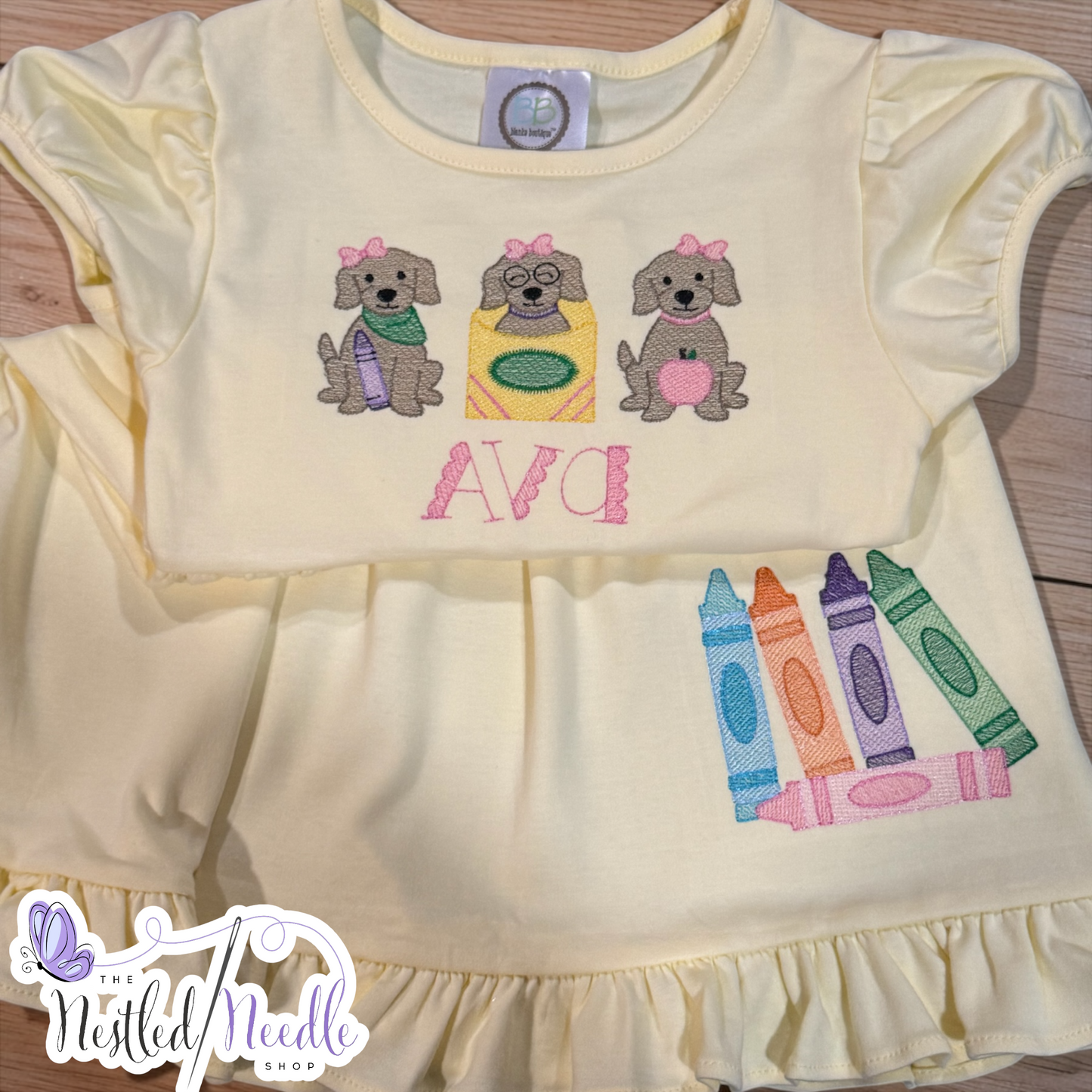 Girl Personalized Back to School Puppies Dress